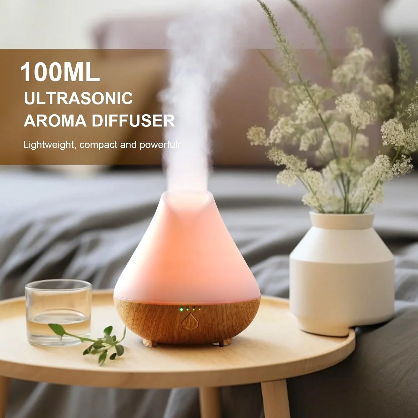 Woodgrain Aromatherapy Diffuser Humidifier, Waterless Auto Shut-Off for Large Room Bedroom Home Office