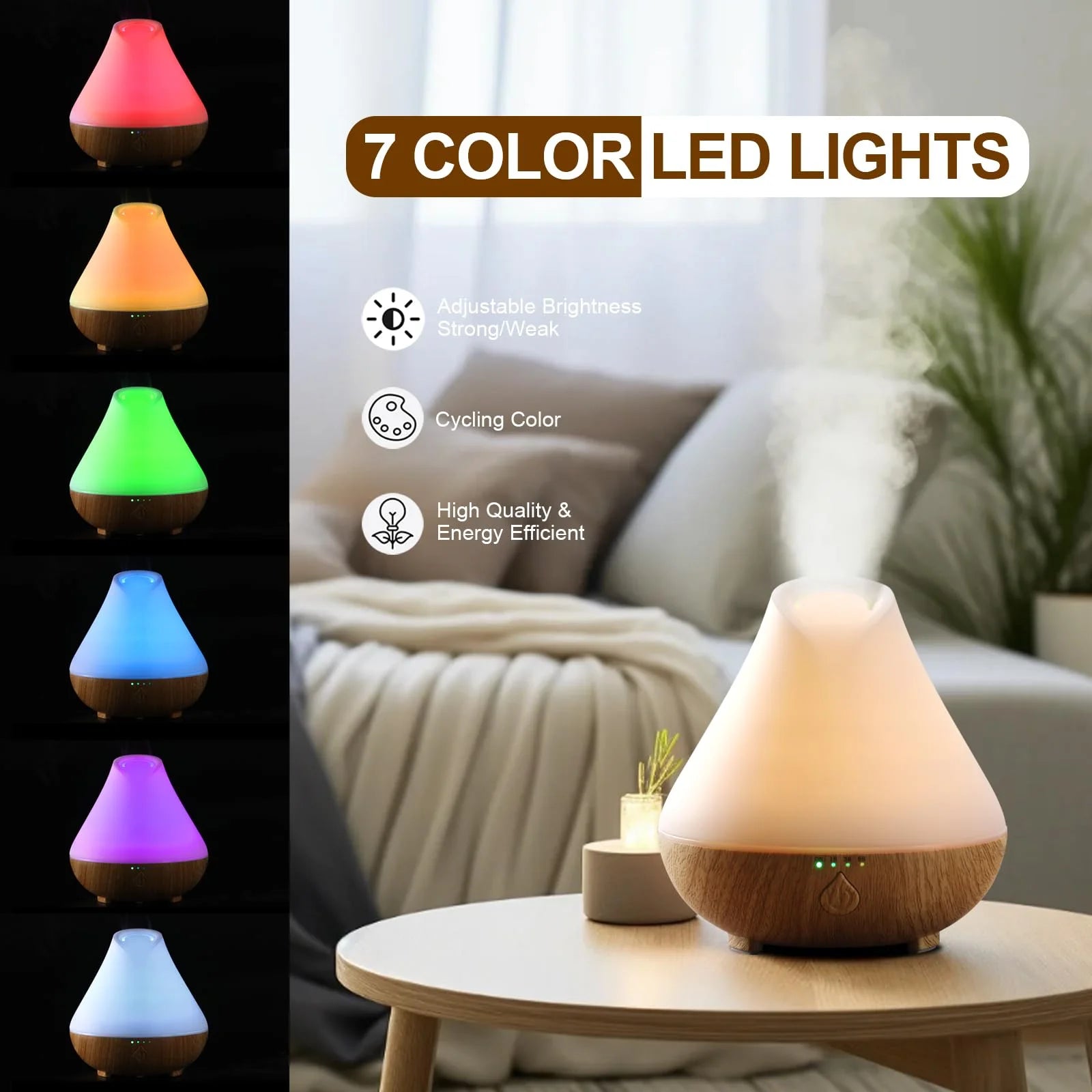 Woodgrain Aromatherapy Diffuser Humidifier, Waterless Auto Shut-Off for Large Room Bedroom Home Office